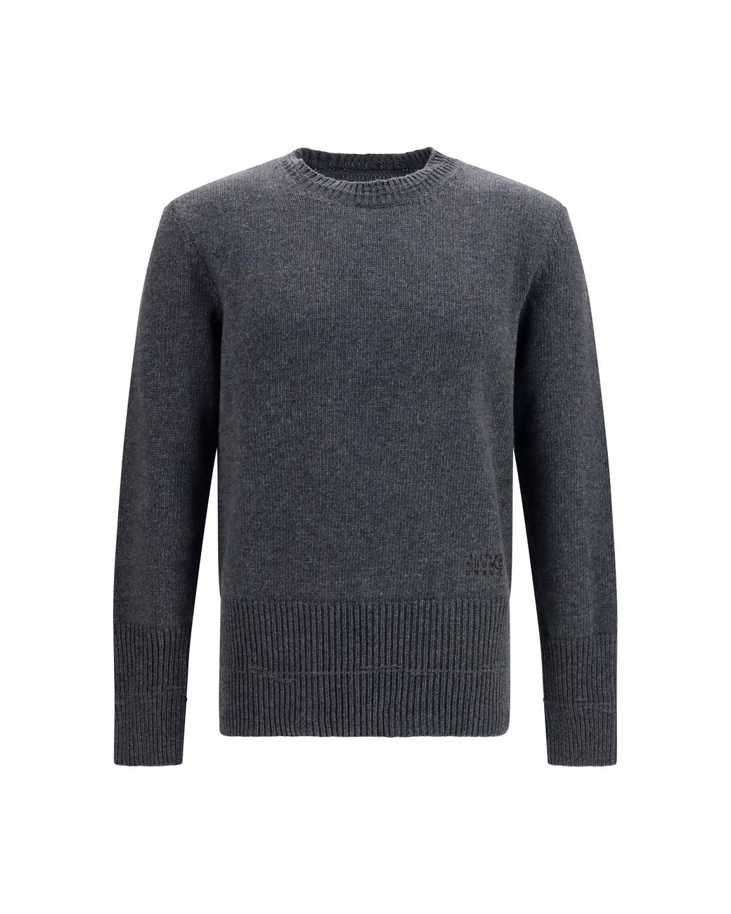 MM6 by Maison Margiela Blue Wool Crewneck Sweater Ovis Aries; Polyamide for men