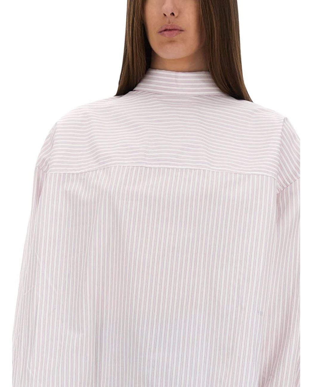 Victoria Beckham White Oversized Blouse With Knotted Collar