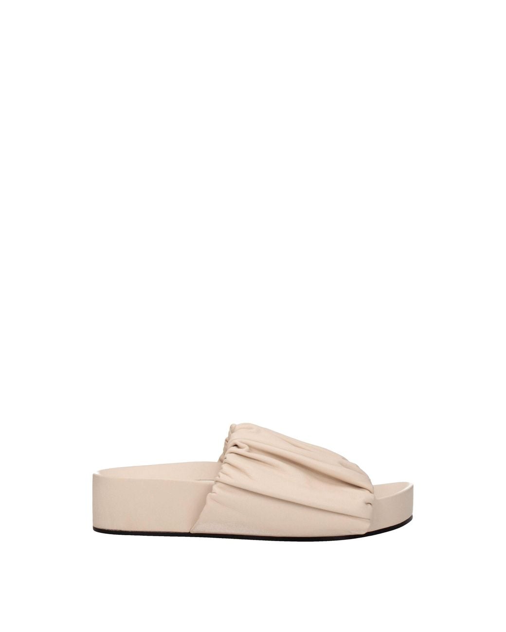 Jil Sander Natural Platform Ruched Leather Sandals