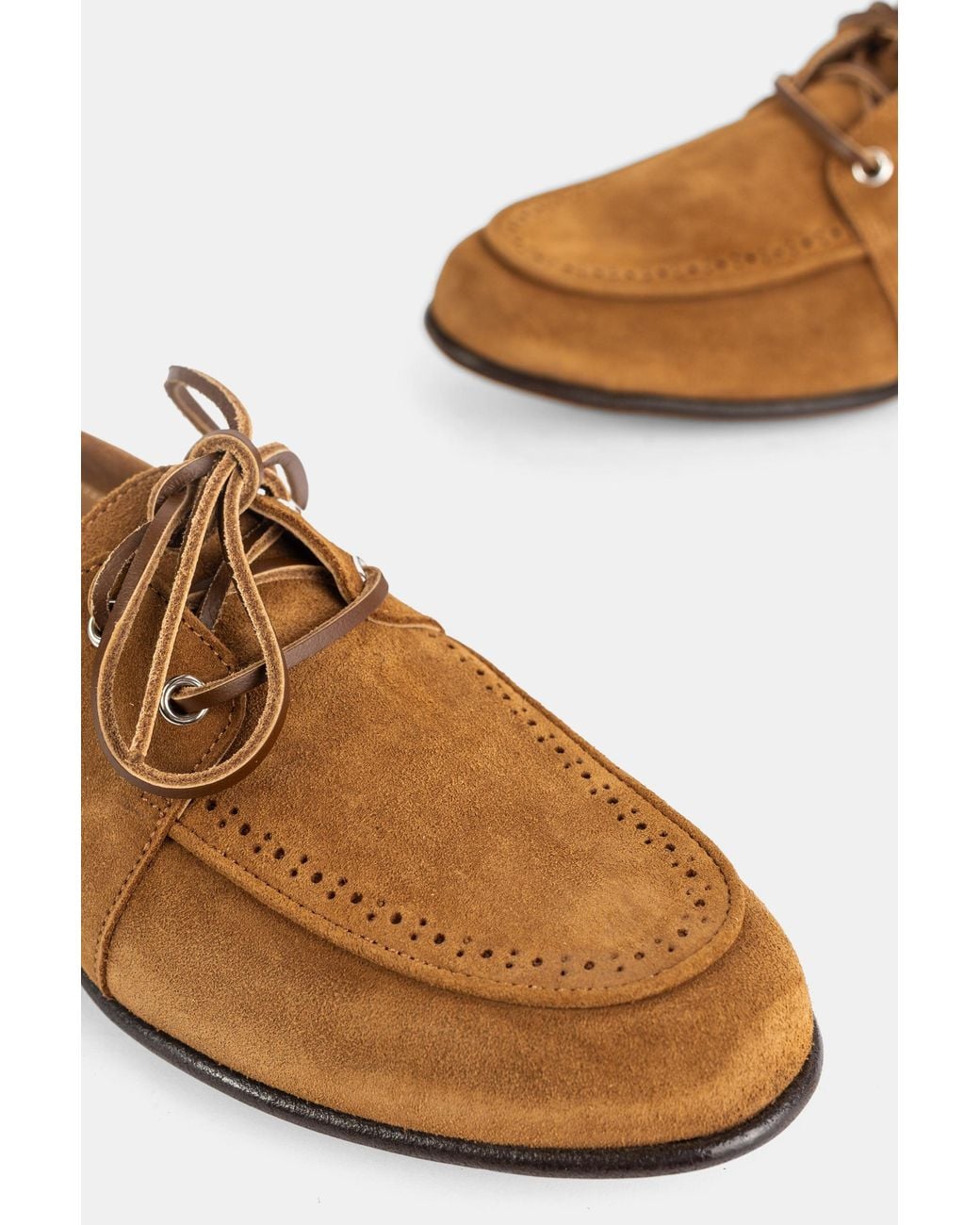 Thom Browne Brown Calfskin Suede Boat Shoe Flats
