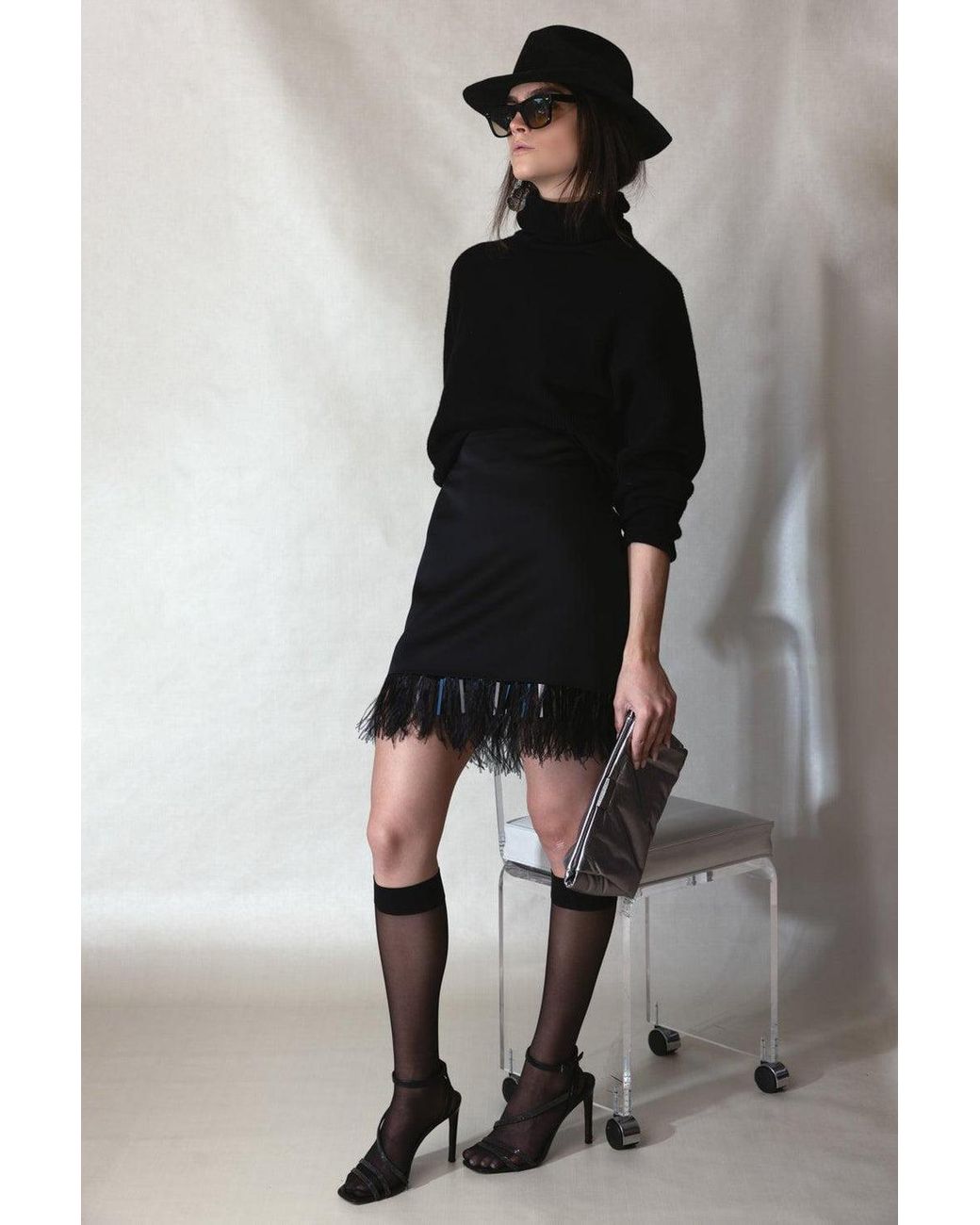 Brunello Cucinelli Black Acetate Mini Skirt