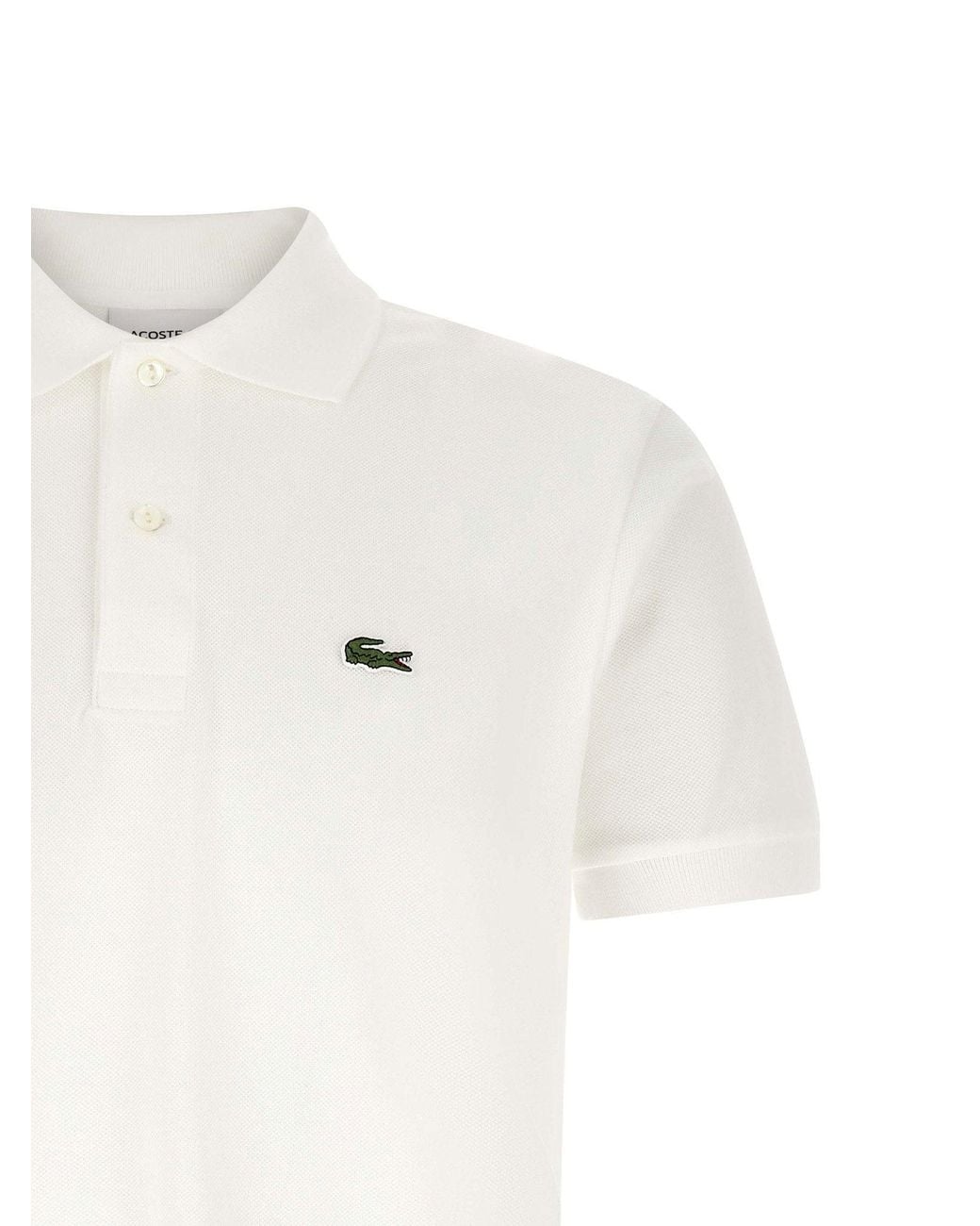 Lacoste White Logo-Embroidered Polo Shirt for men