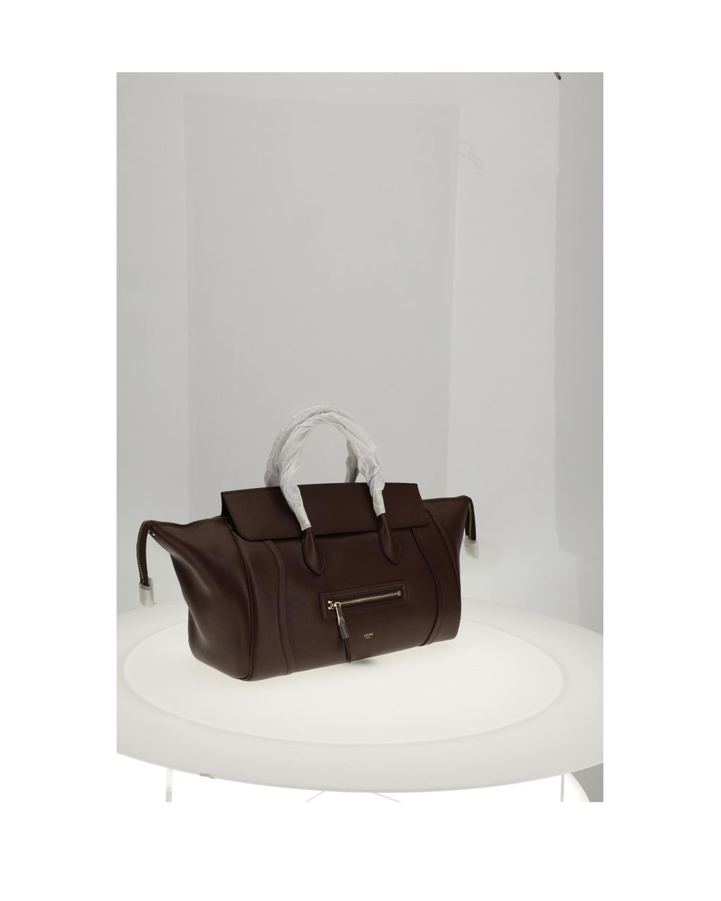 Céline Gray Shoulder Bag New Luggage Leather Calf