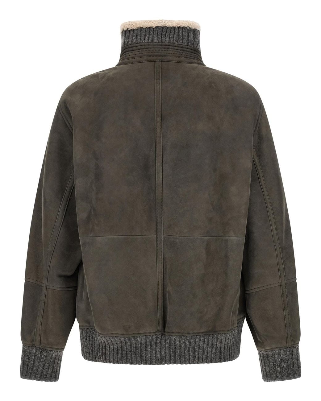 Brunello Cucinelli Gray Leather Jacket for men