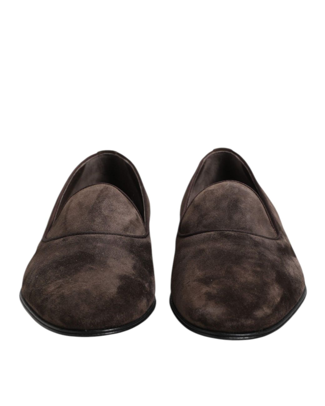 Dolce & Gabbana Brown Velvet Leather Slip On Loafers Shoes for men