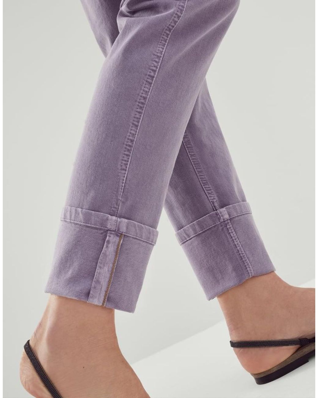 Brunello Cucinelli Purple Light Cotton Trousers