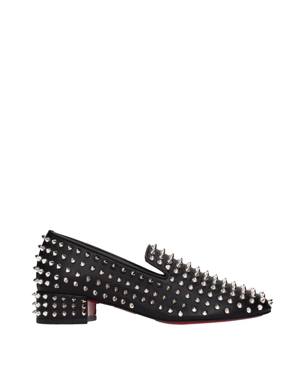 Christian Louboutin Black Leather Slip-On Loafers
