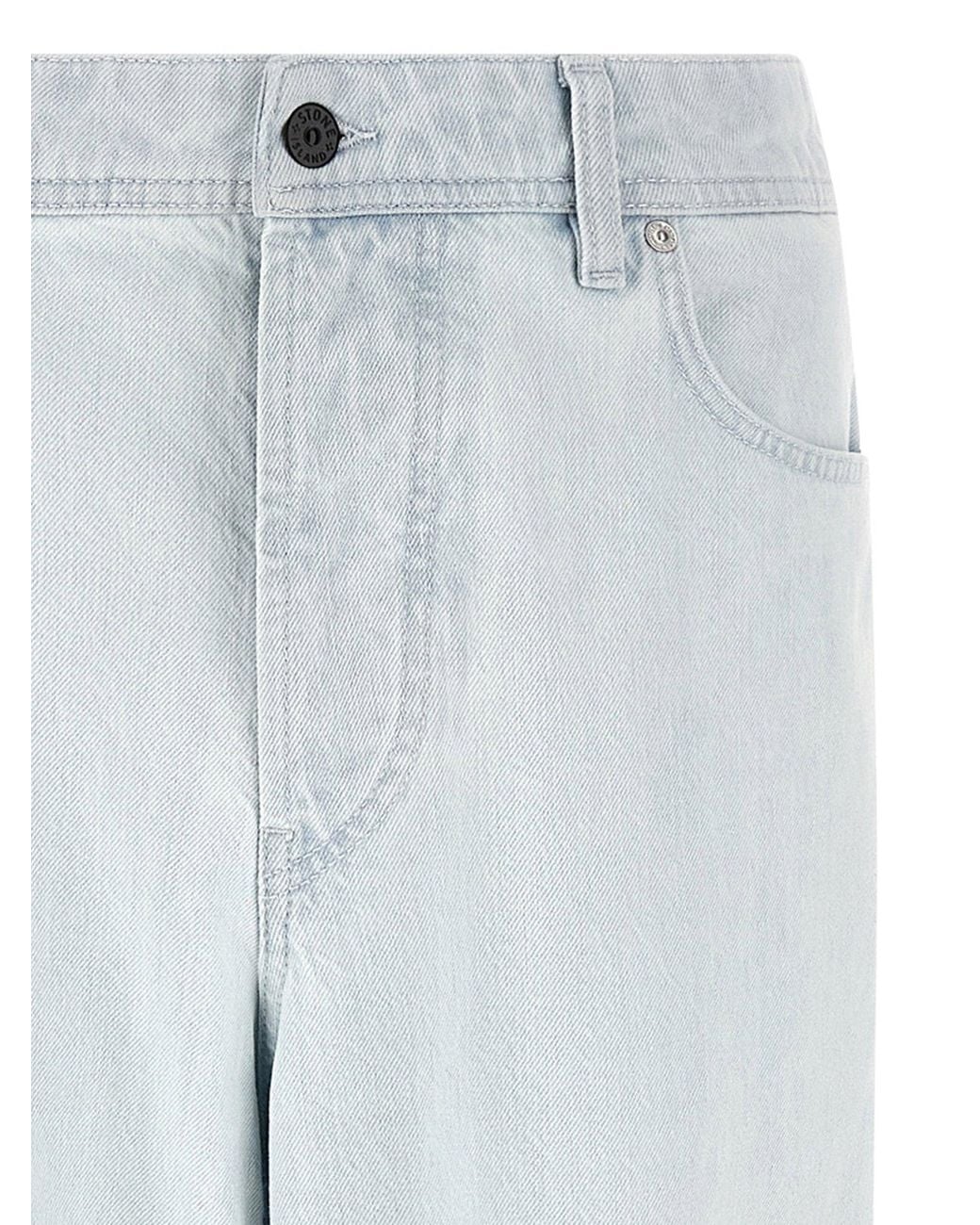 Stone Island Bleached Denim Jeans in Blue for Men | Lyst