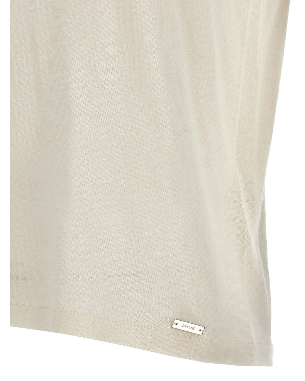 Kiton White Silk-Cashmere Blend T-Shirt