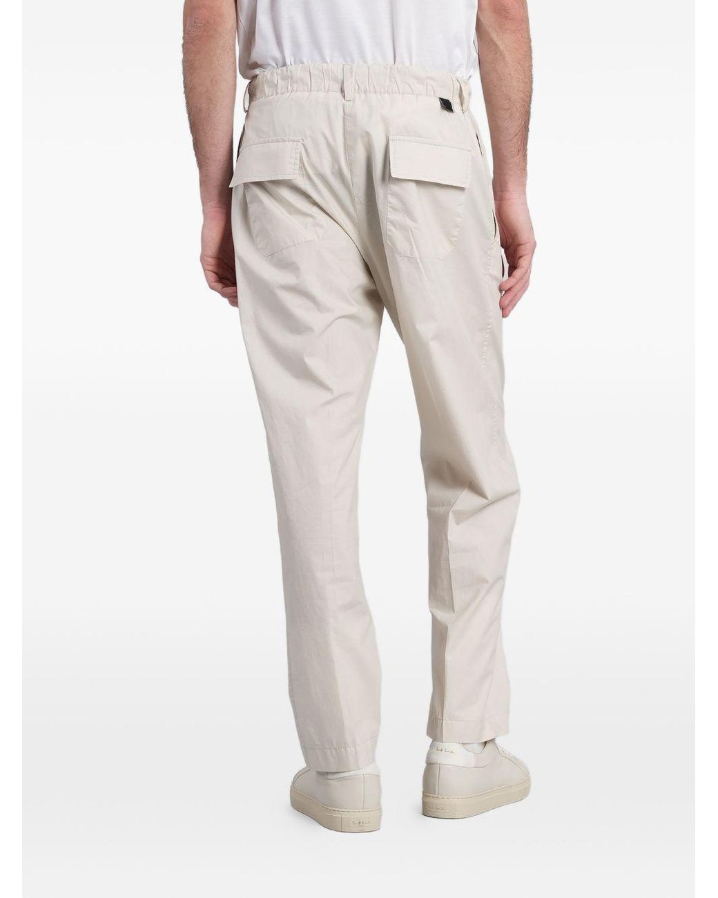 Low Brand White Loose-Fit Oyster-Colored Cotton Trousers With Drawstring Waist for men