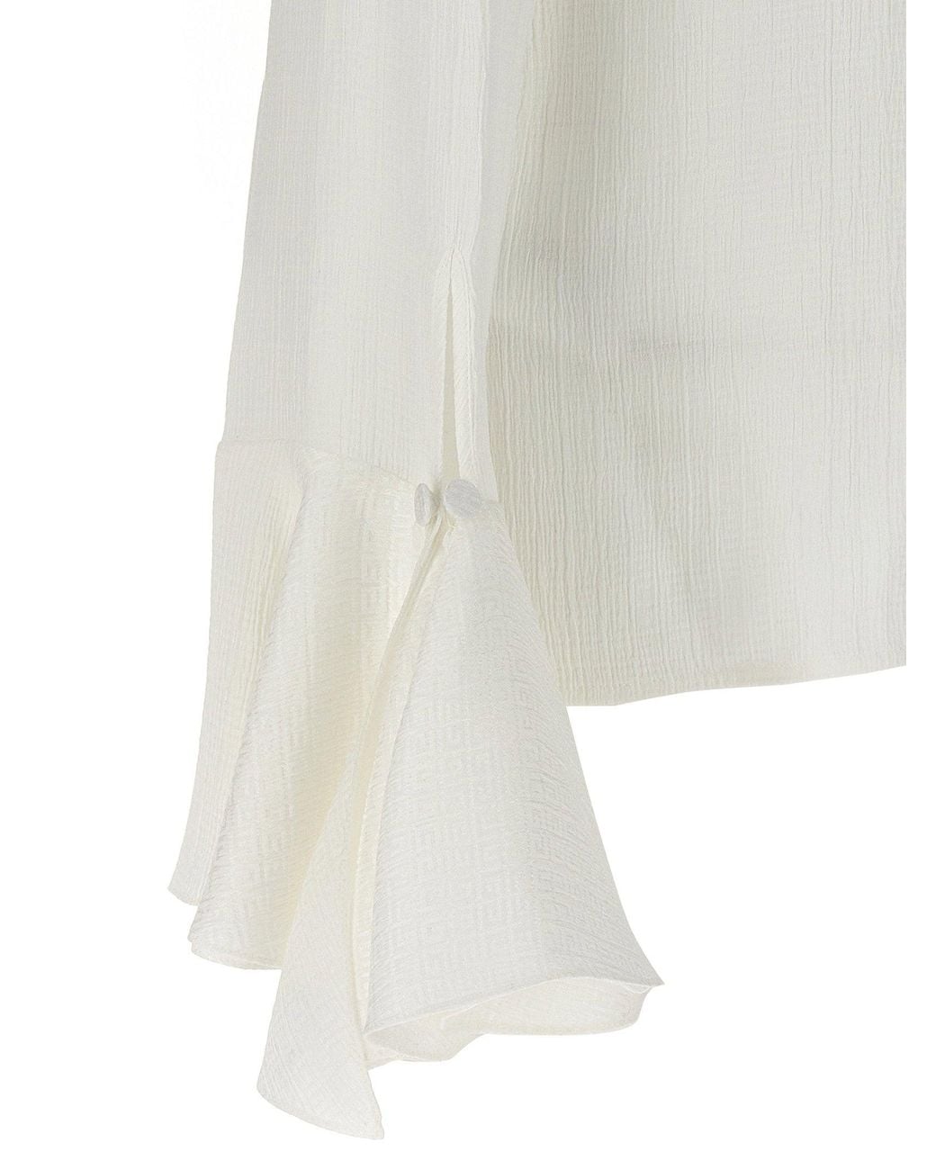 Givenchy White Ruffled Silk Blouse