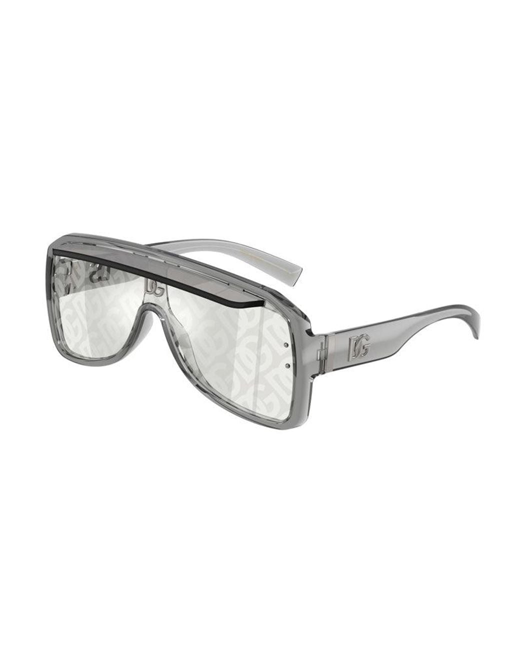 Dolce & Gabbana Gray Sunglasses Square Full Rim, Transparent Frame And Light With Gg Pattern Mirror Lens Dg62053160Al