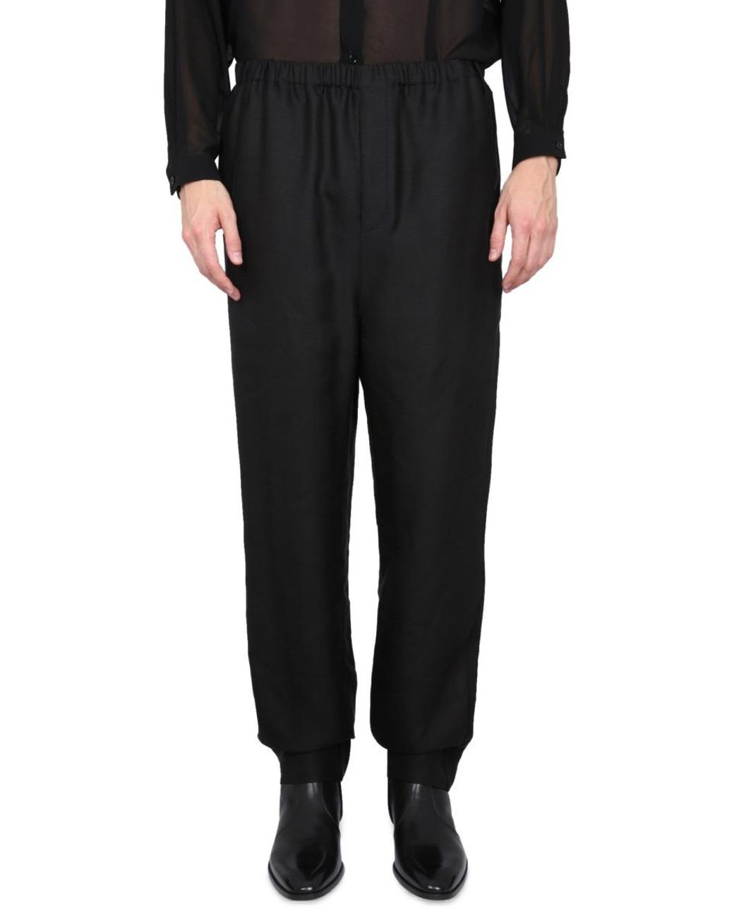 Saint Laurent Black High Waist Pants Viscose Trousers for men