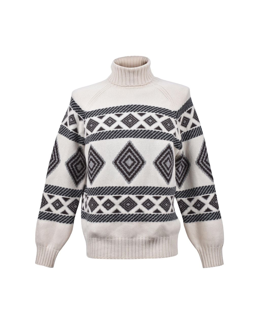 Brunello Cucinelli Gray Cashmere Patterned Turtleneck Sweater for men