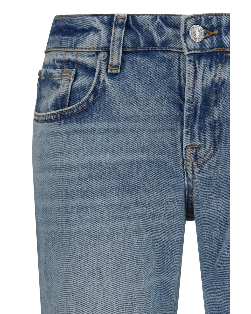 7 For All Mankind Blue Low-Rise Five-Pocket Jeans Cotton