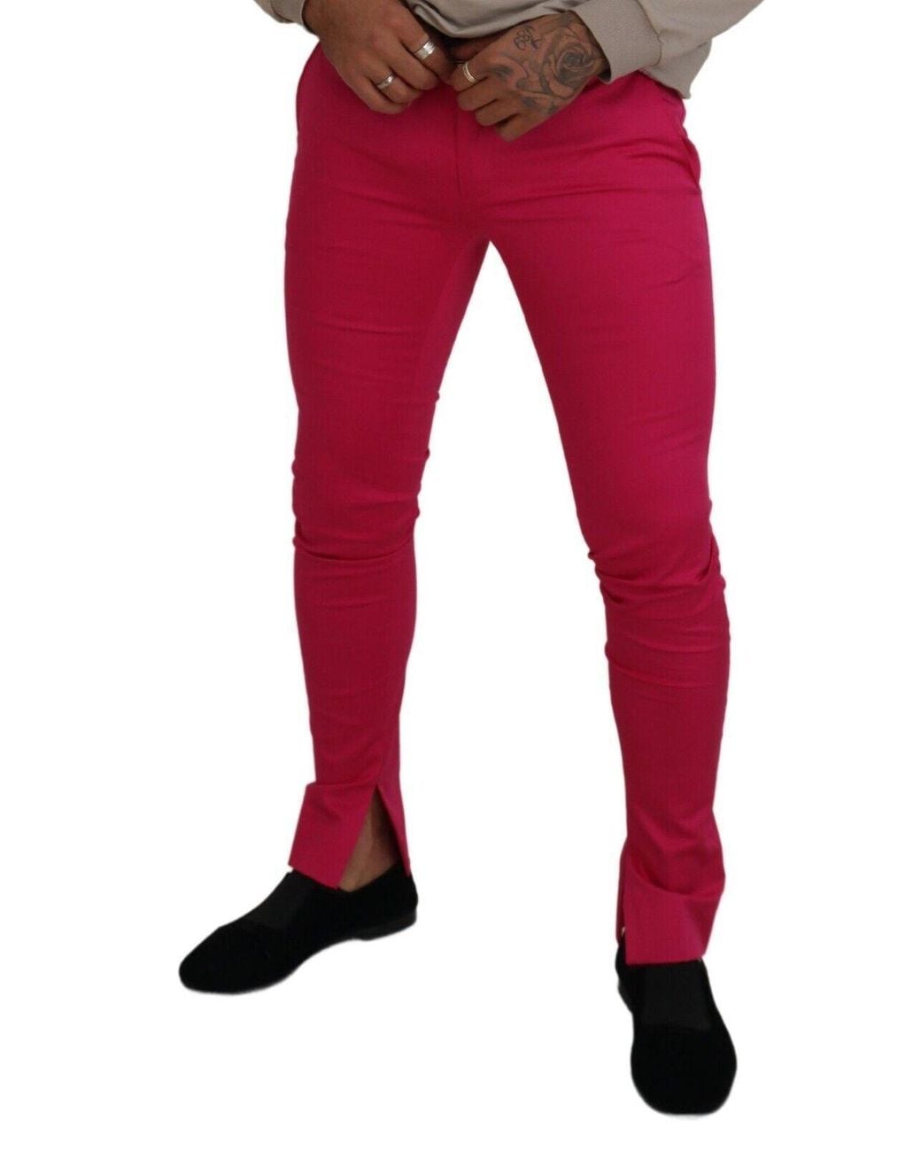 Dolce & Gabbana Red Chic Cotton Blend Trousers for men
