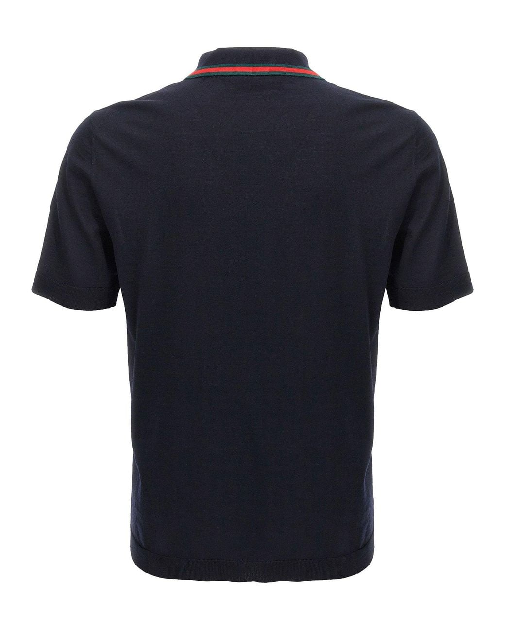 Black Ribbon Ribbed Gucci Web Ribbon Collar Polo Shirt in Blue | Lyst