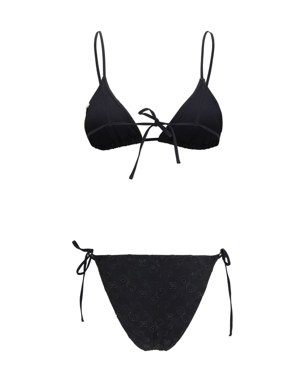 Kristina Ti Black Bikini With Floral Details Polyester; Spandex Swimwear