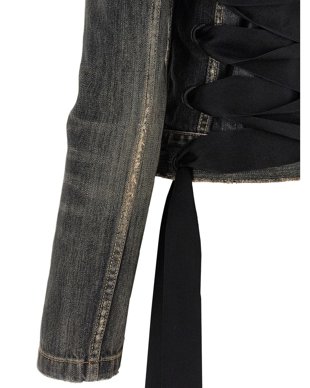 Balenciaga Black Lace-Up Denim Jacket