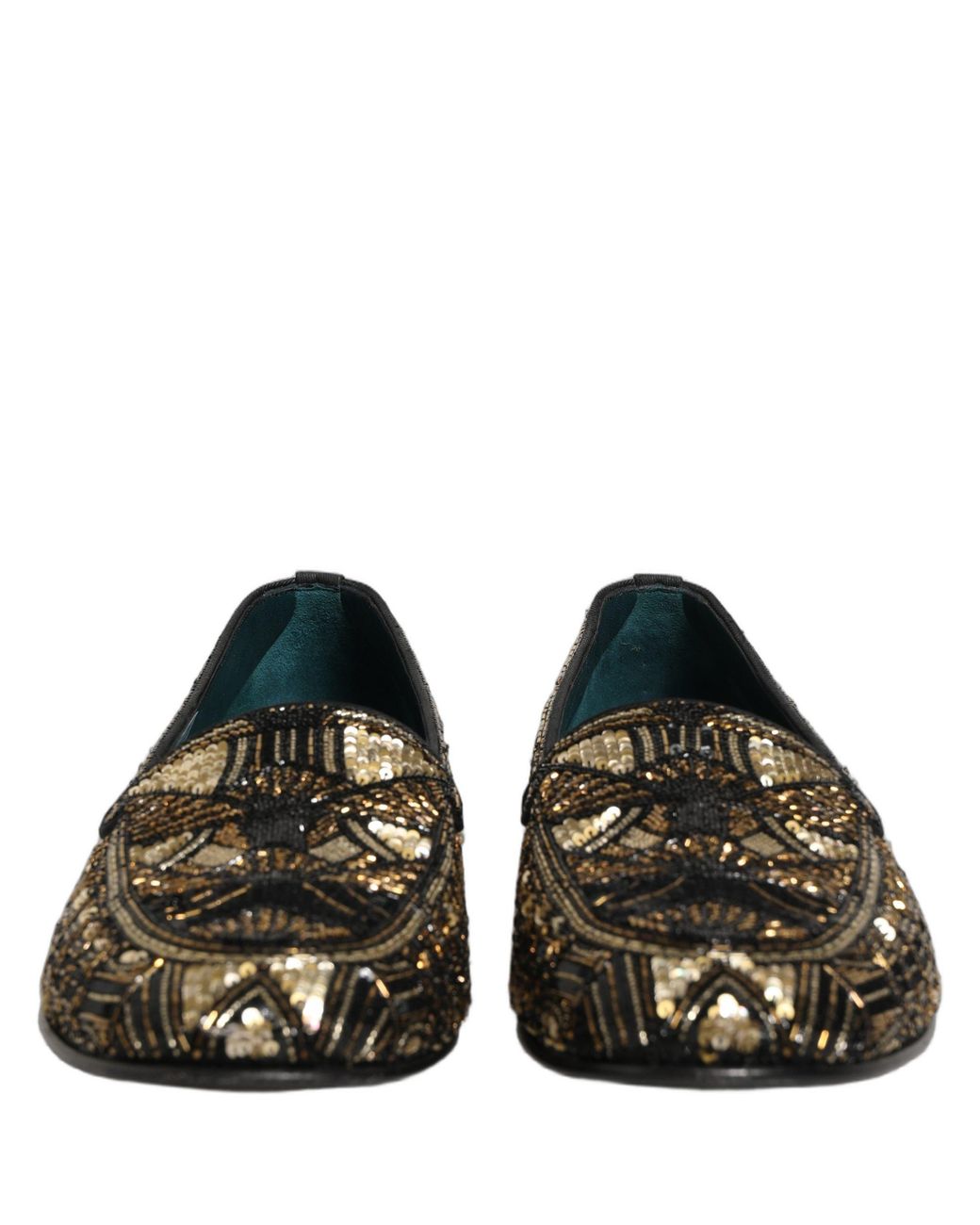 Dolce & Gabbana Black Embellished Slip On Loafers Shoes Leather for men
