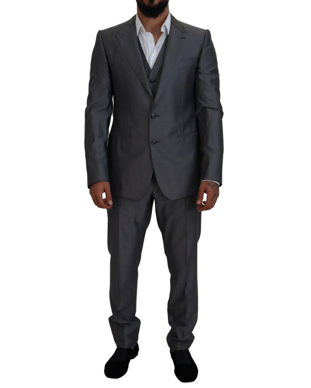 Dolce & Gabbana Black Sicilia 3 Piece Slim Fit Suit Wool for men