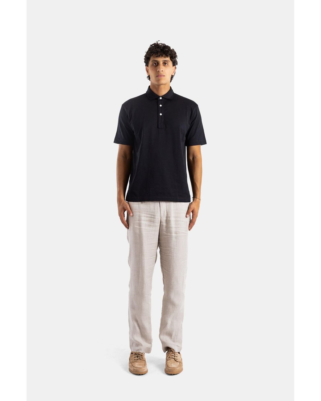 Handvaerk Black Handvaerk Pima Cotton Short-Sleeved Polo Shirt for men