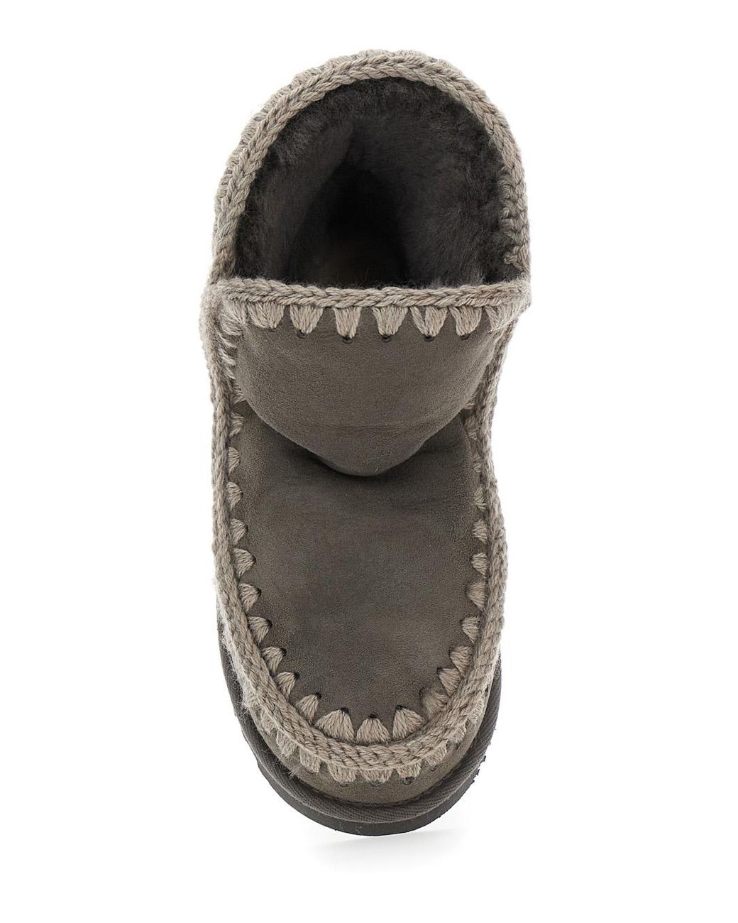 Mou Brown Eskimo Ankle Boots With Crochet Details And Logo Patch On The Rear