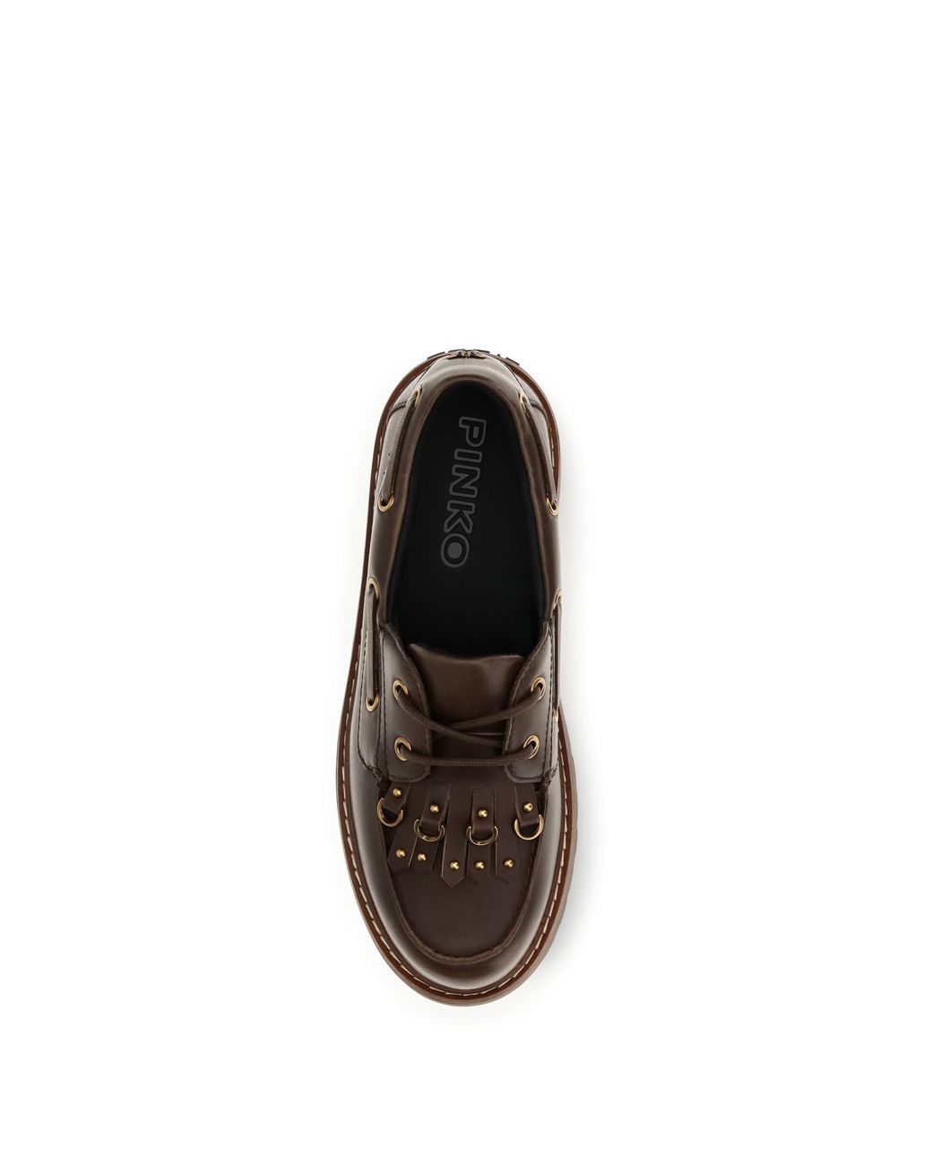 Pinko Brown Margaret 01 Brushed Leather Loafers