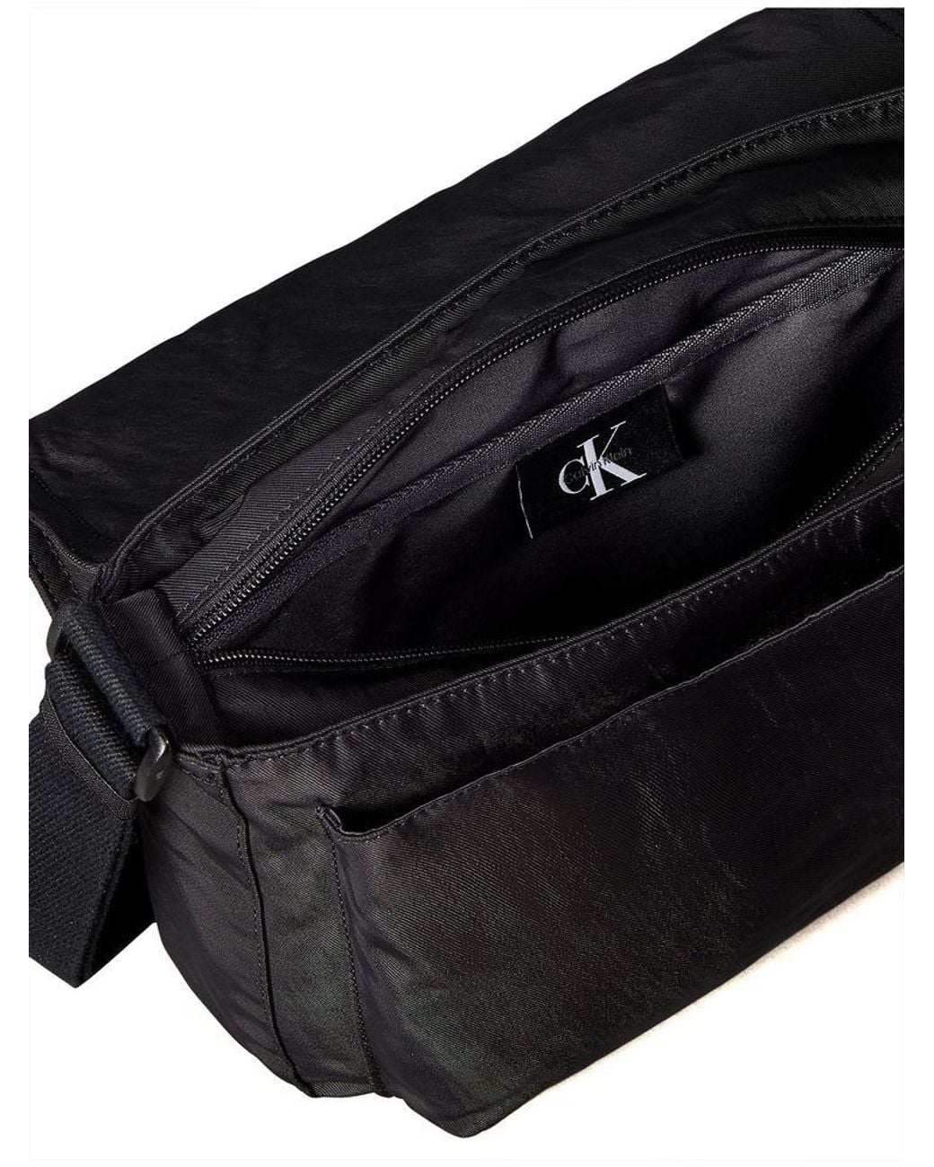 Calvin Klein Black Messenger Bag Recycled Nylon Polyamide Shoulder-Bags for men