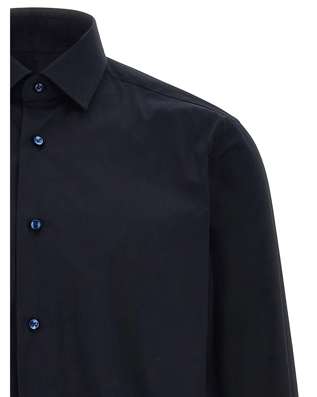 Barba Napoli Blue Stretch Cotton Poplin Shirt for men
