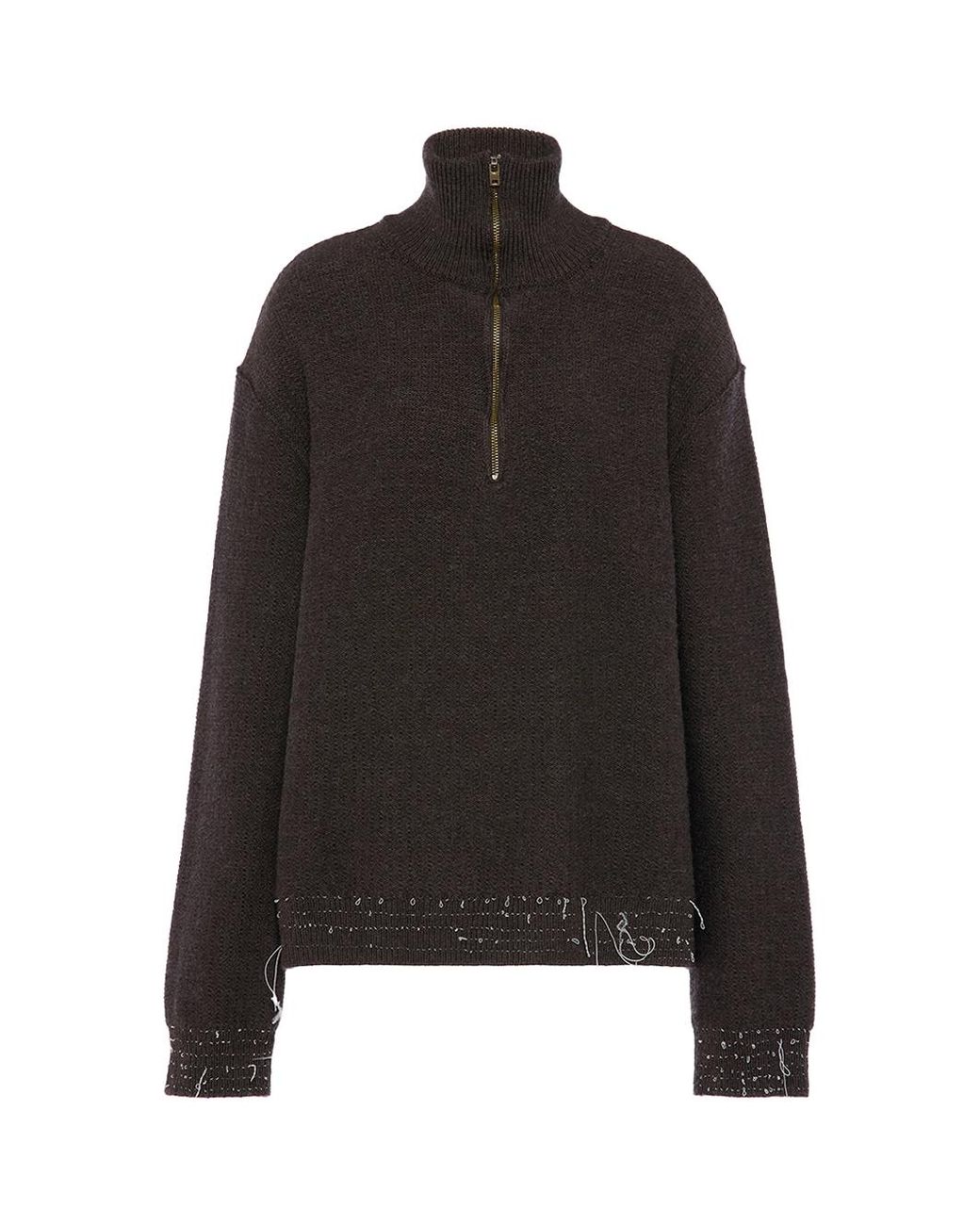 Maison Margiela Black Wool Quarter-Zip Jumper