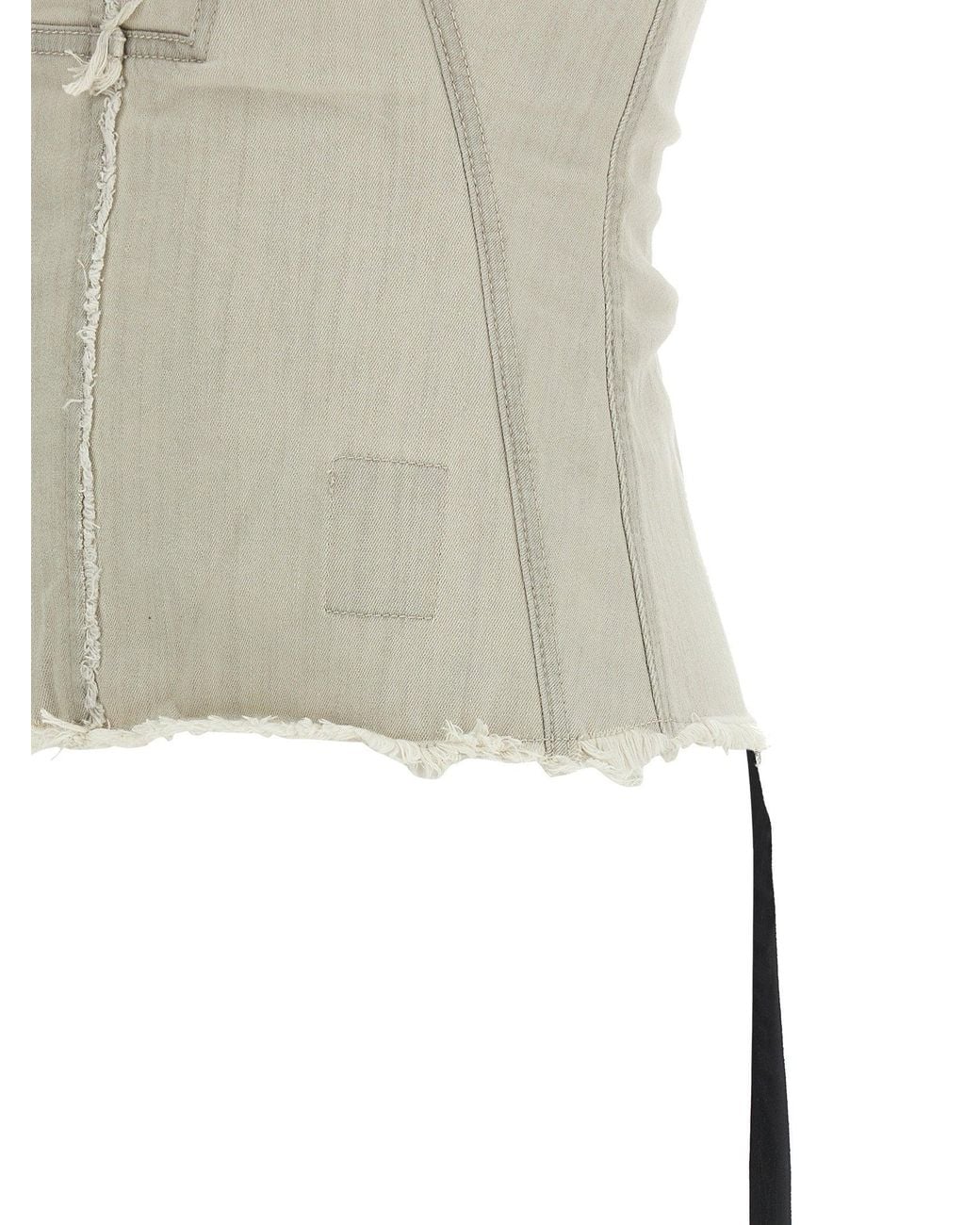 Rick Owens White Garment-Dyed Cotton Denim Bustier Tank Top