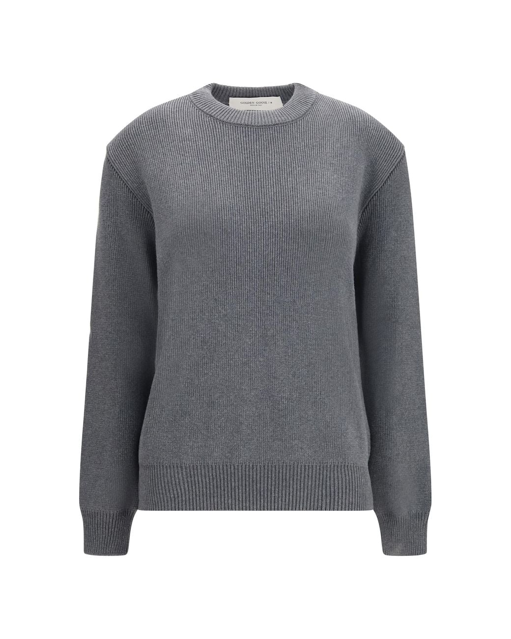Golden Goose Deluxe Brand Gray Cotton Crewneck Sweater With Back Logo Cotton; Polyamide; Spandex