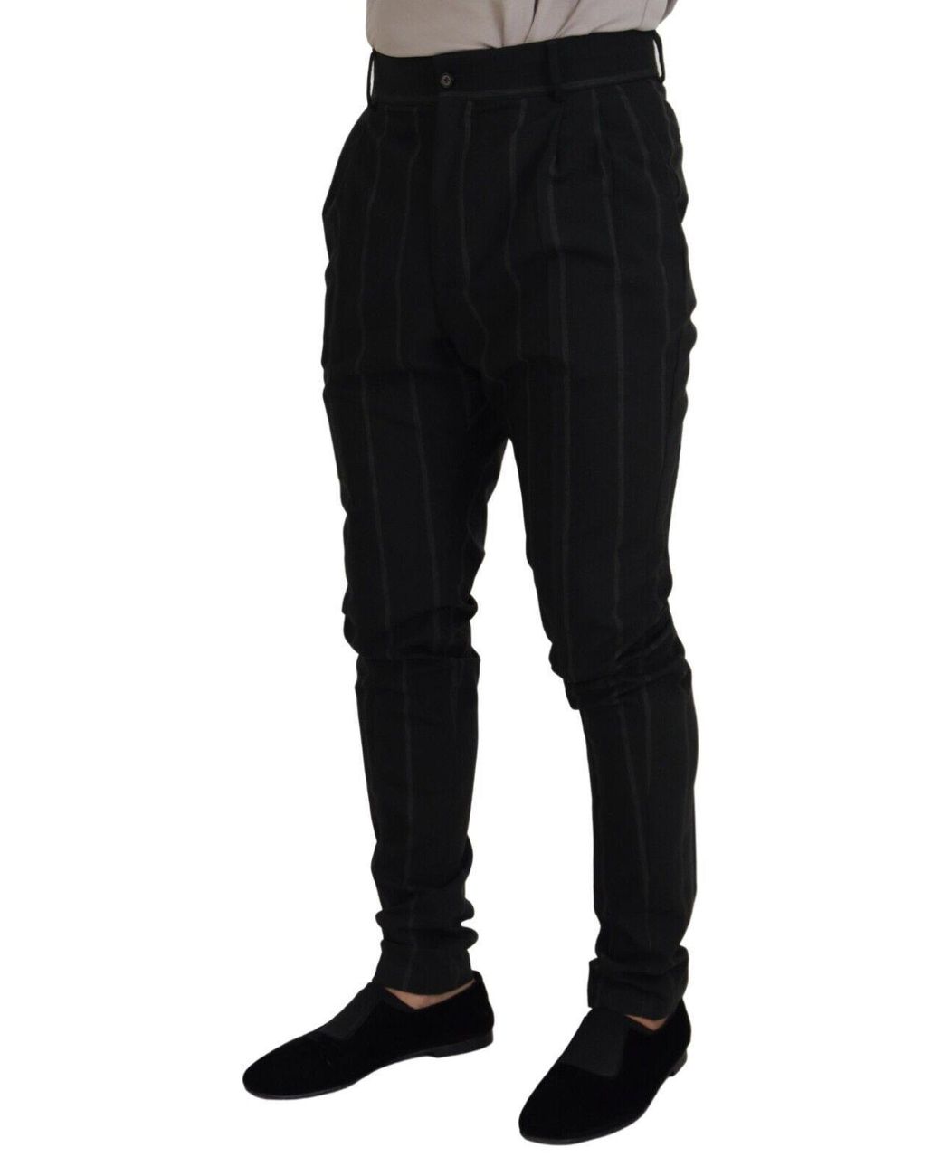Dolce & Gabbana Black Stripedtrousers Cotton Pants for men