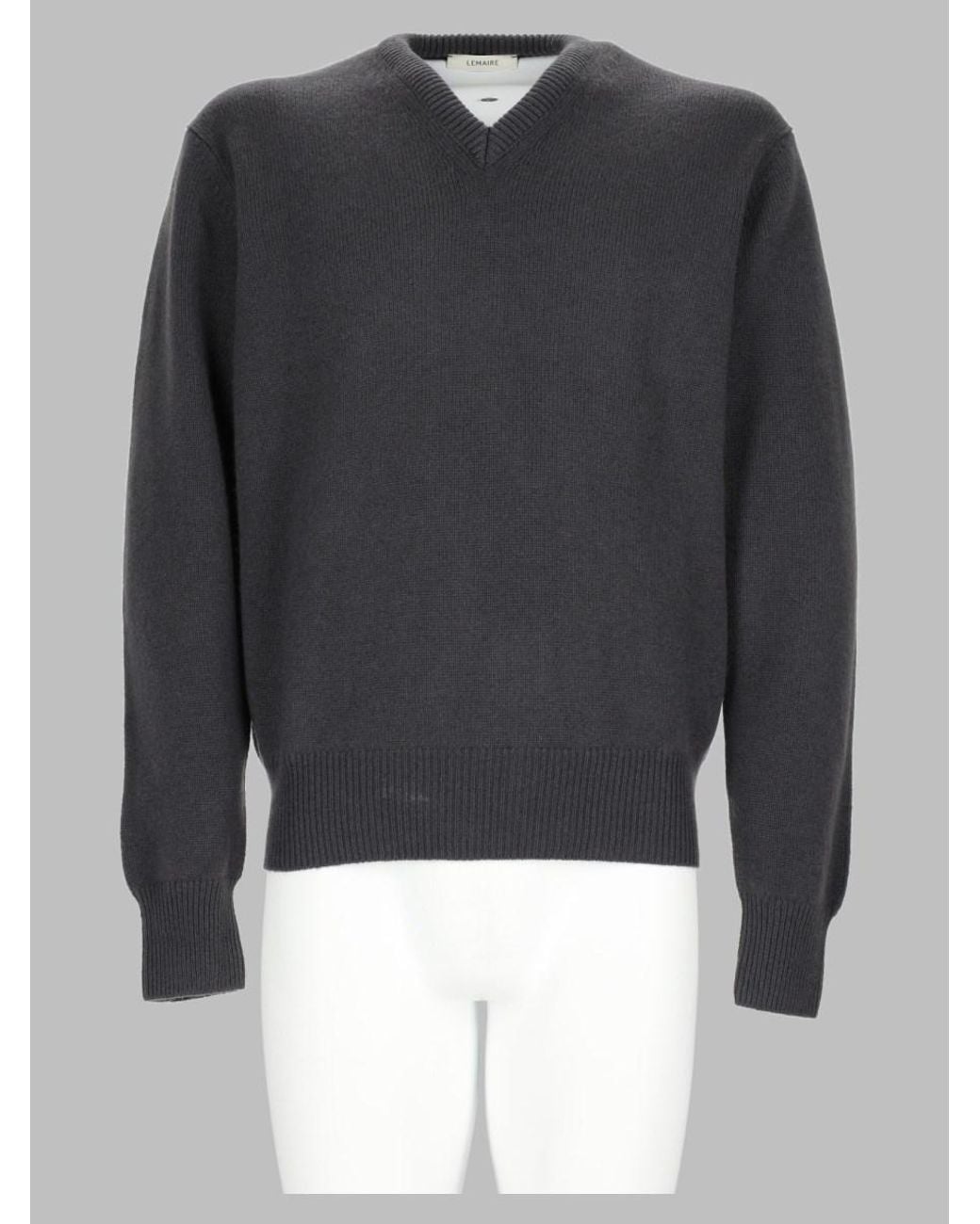 Lemaire Gray V-Neck Cashmere Jumper Sweater
