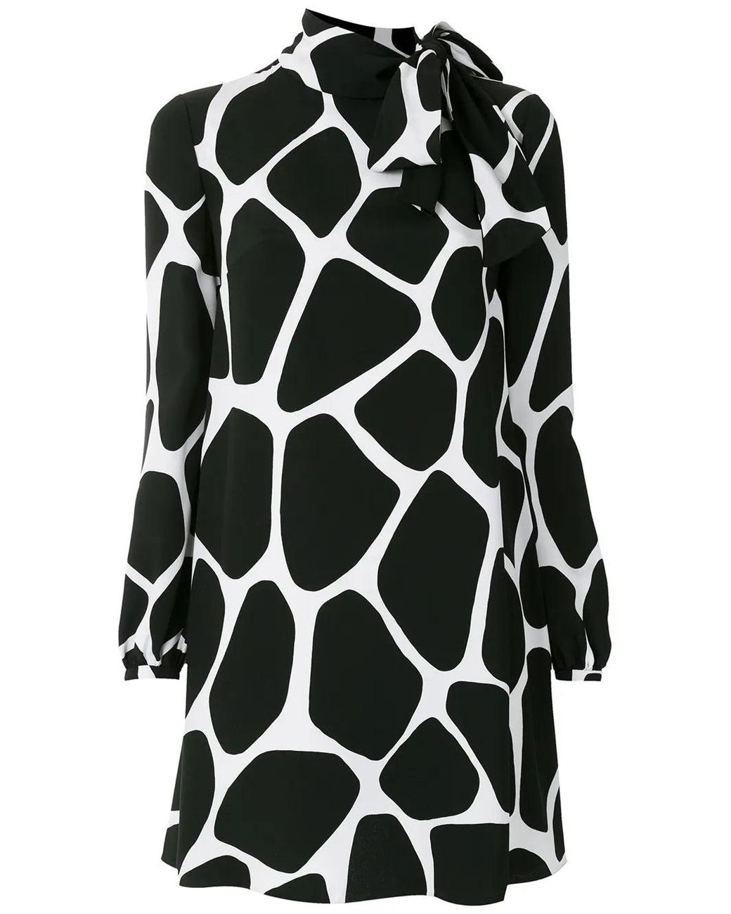 Valentino Black Giraffe Print Silk Mini Dress