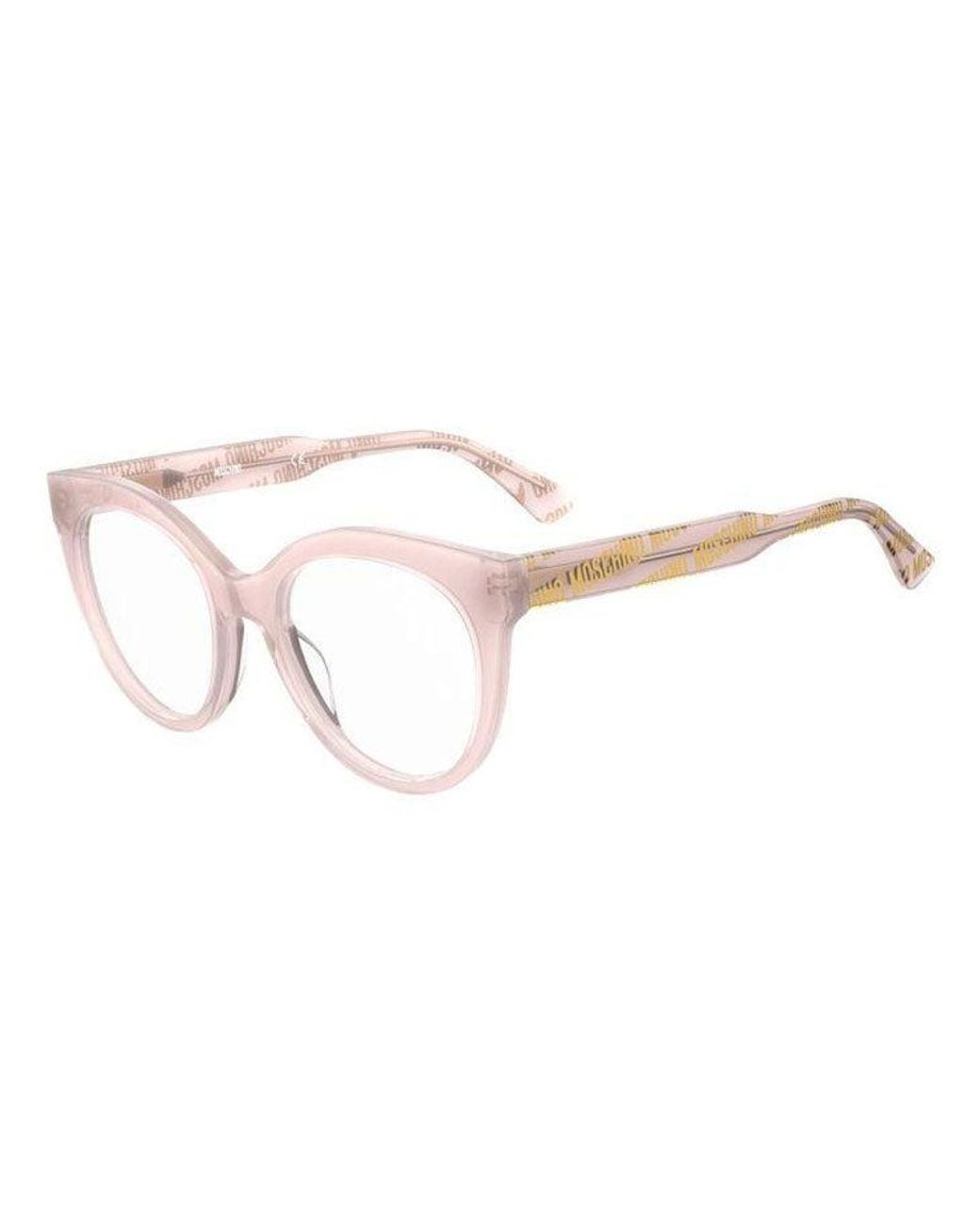 Moschino White Eyeglasses Round Full Rim, Frame And Clear Demo Lenses Lens Mos613035J00