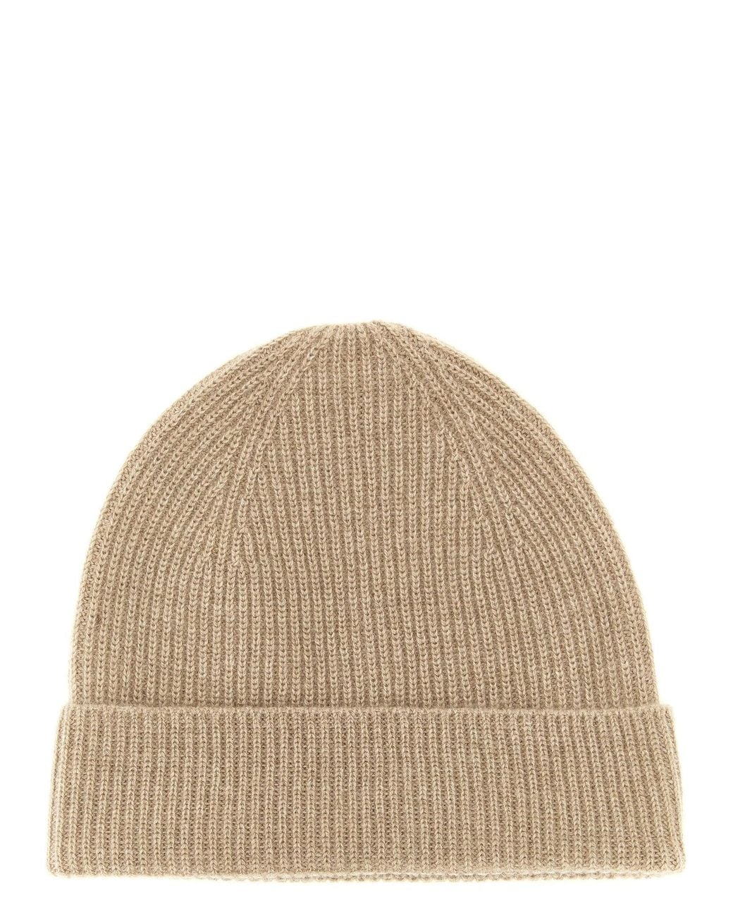 Ballantyne Cashmere Ribbed Beanie in Natural for Men | Lyst