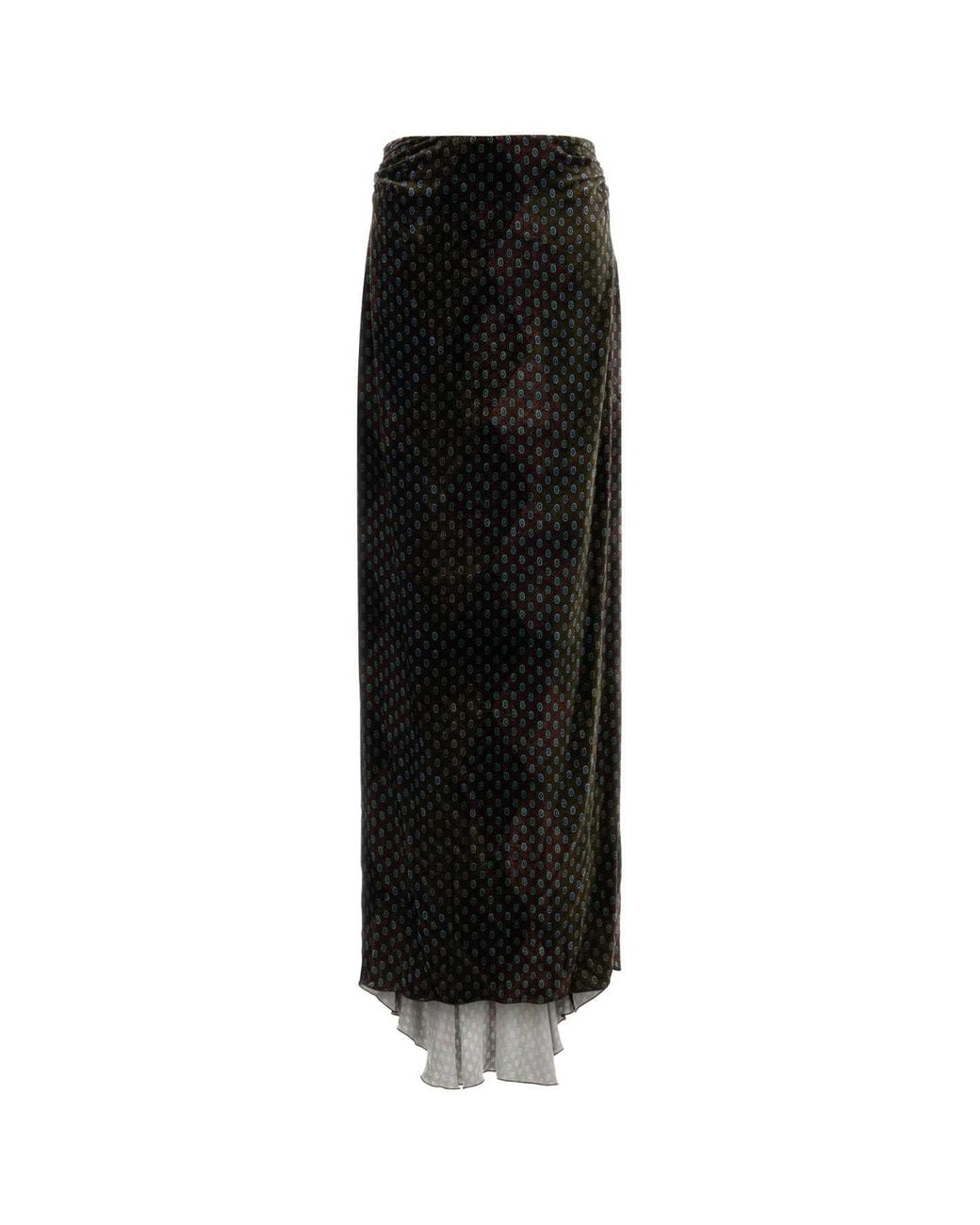 Dries Van Noten Black Printed Velvet Salix Skirt