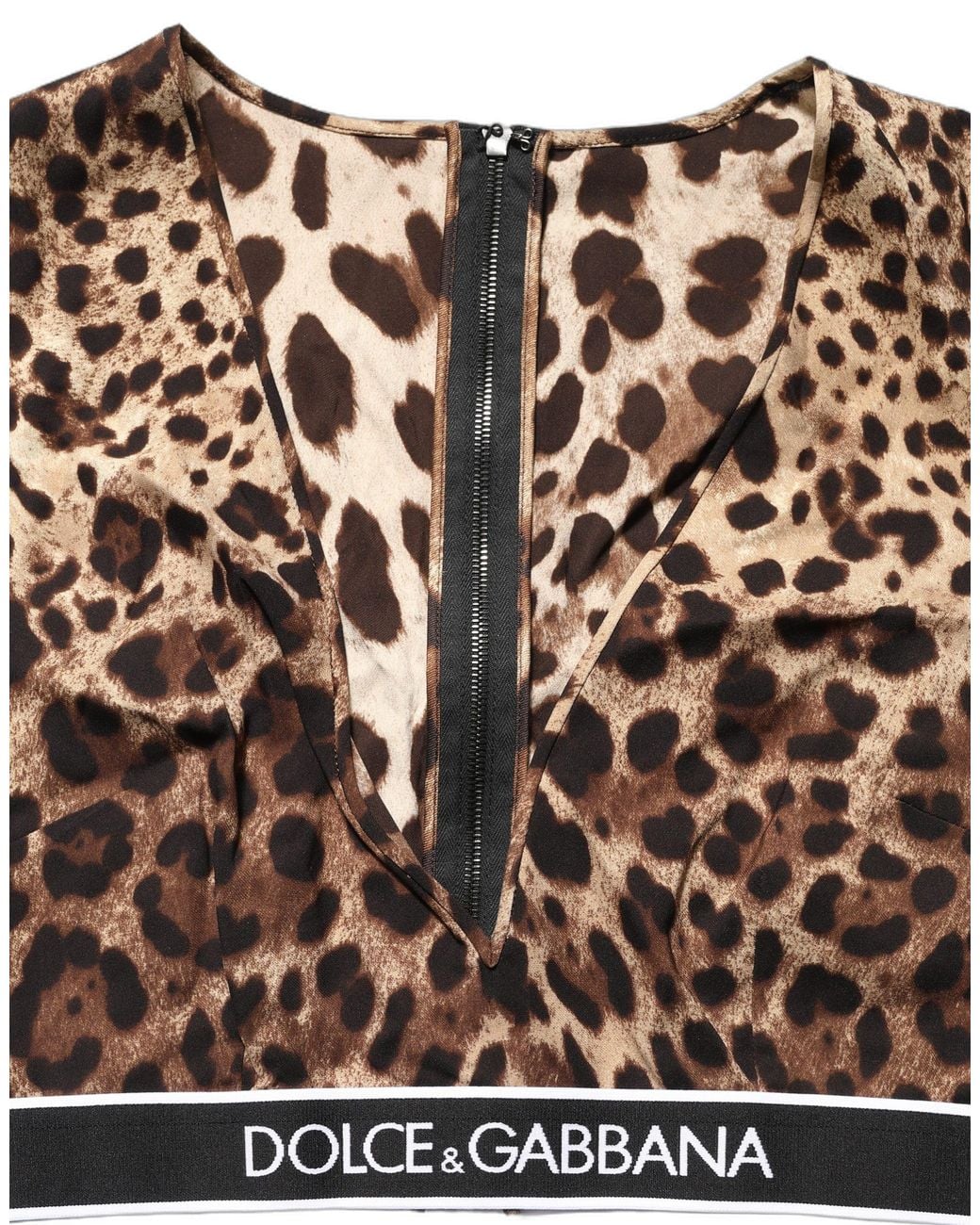 Dolce & Gabbana Brown Leopard Print Cropped Silk Tank Top Elastane