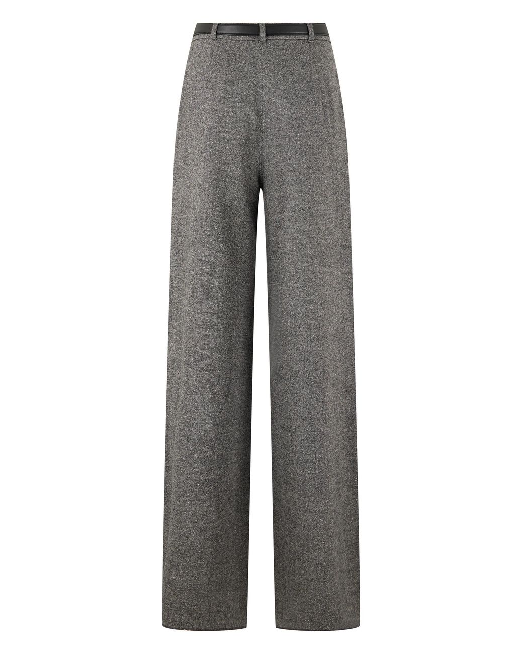 Max Mara Gray Wide-Leg Trousers- Virgin Wool