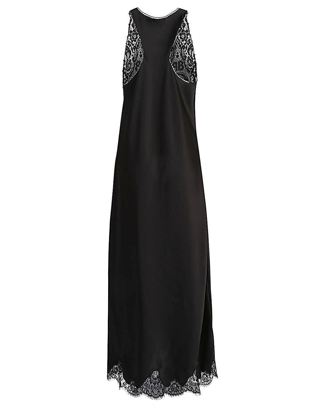 Balenciaga Black Lace-Trimmed Sleeveless Dress