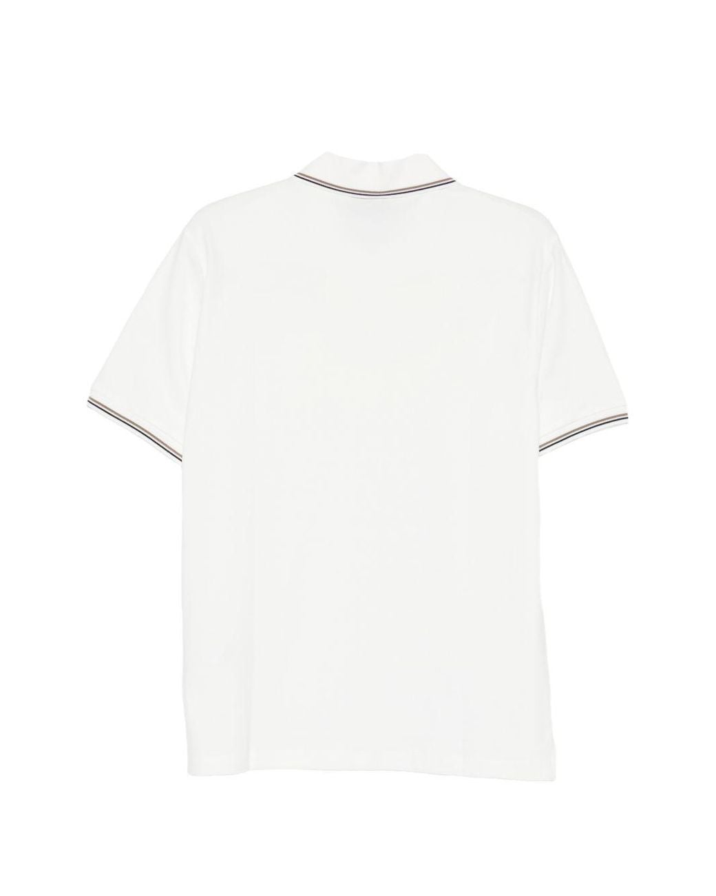 Emporio Armani White Logo-Embroidered Cotton Polo for men