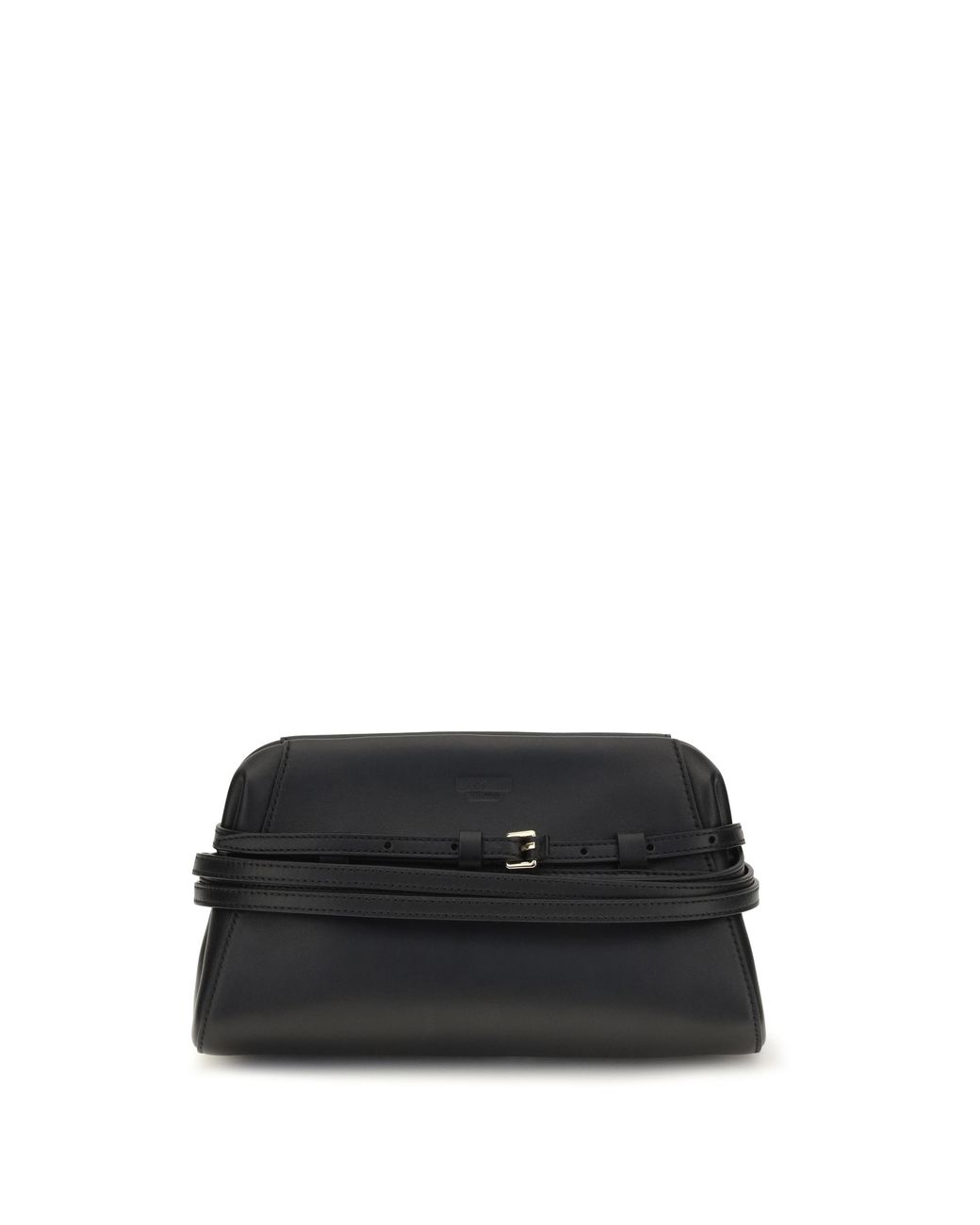 Moschino Black Clutch With Belt Detail Goatskin (Hircus Goatskin) Shoulder Bags