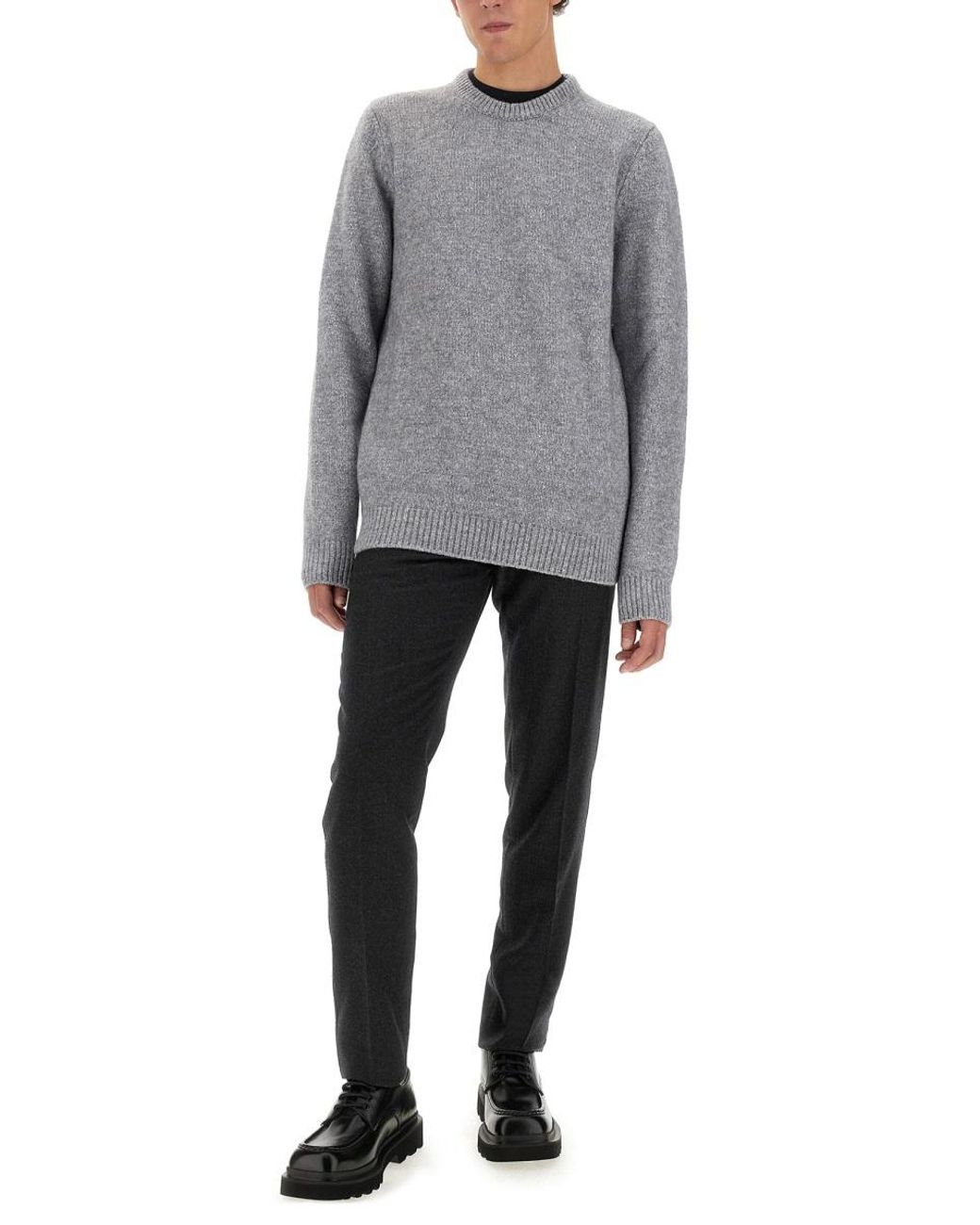 Dolce & Gabbana Gray Dolce & Gabbana Logo Plaque Wool Sweater for men