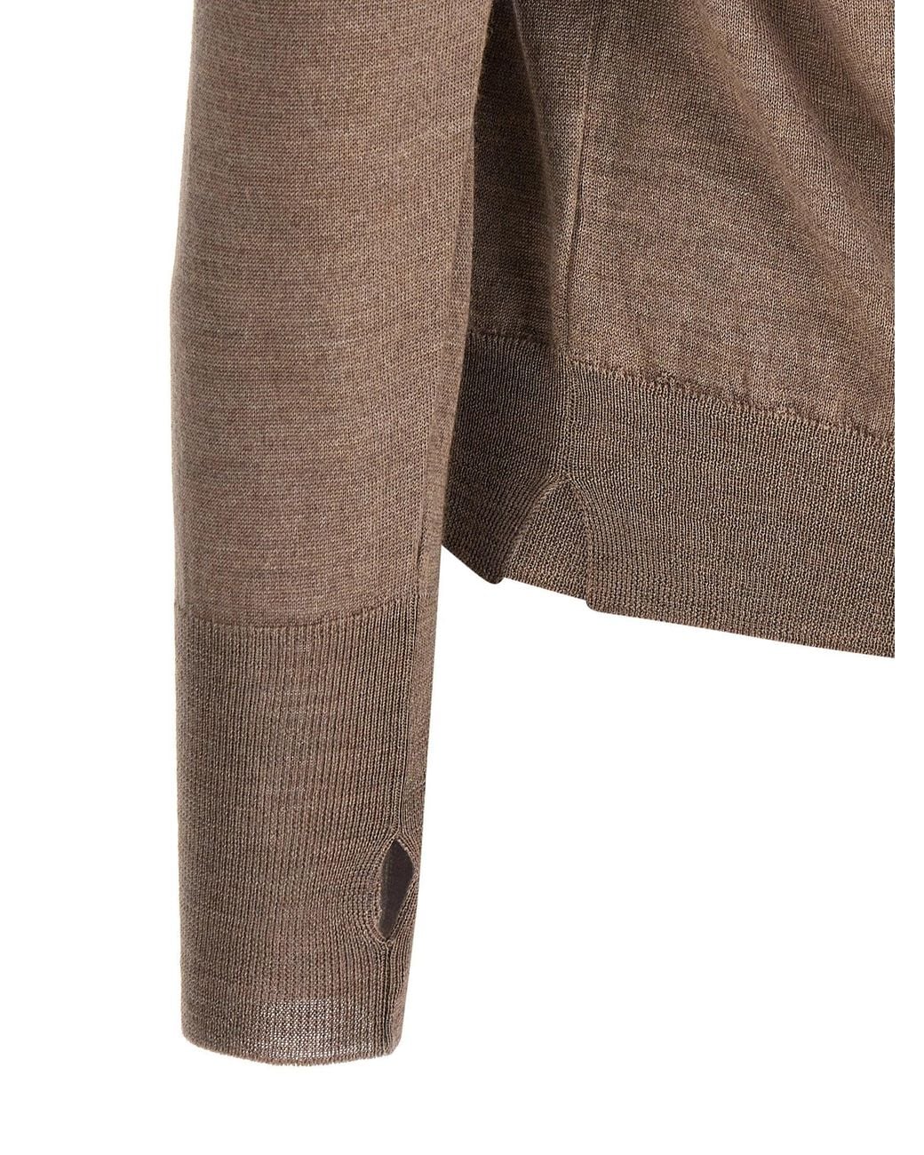 Ma'ry'ya Brown Merino, Silk & Cashmere Knit Sweater
