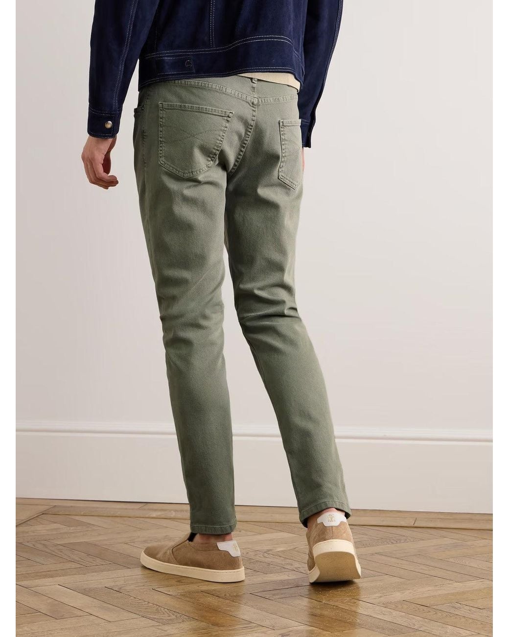 Brunello Cucinelli Green Straight-Leg Trousers for men