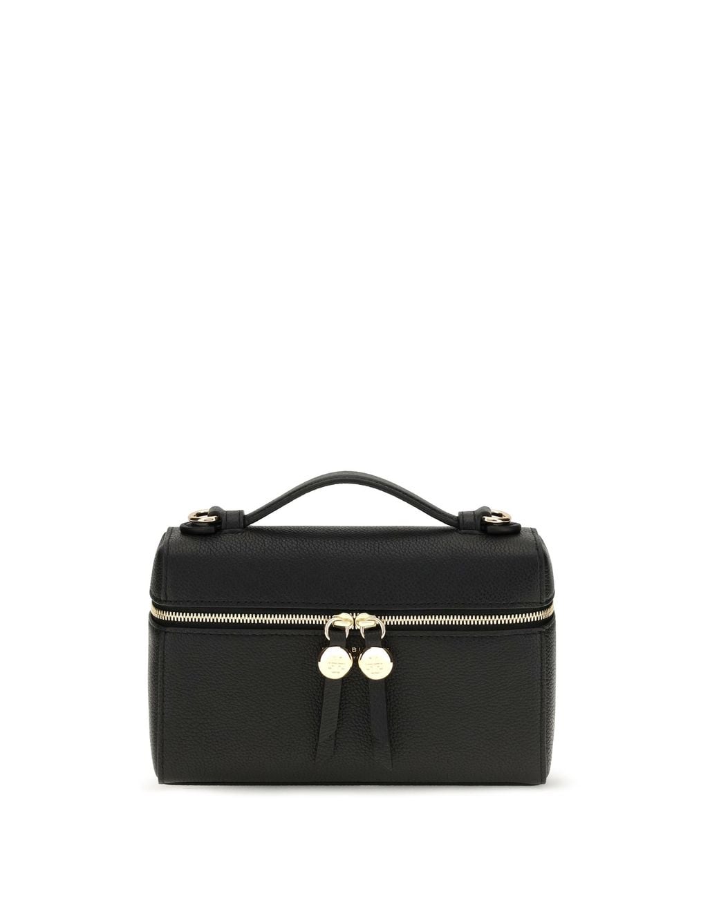 Tory Burch Black Top Handle Bag Romy Slim Calf Leather Shoulder