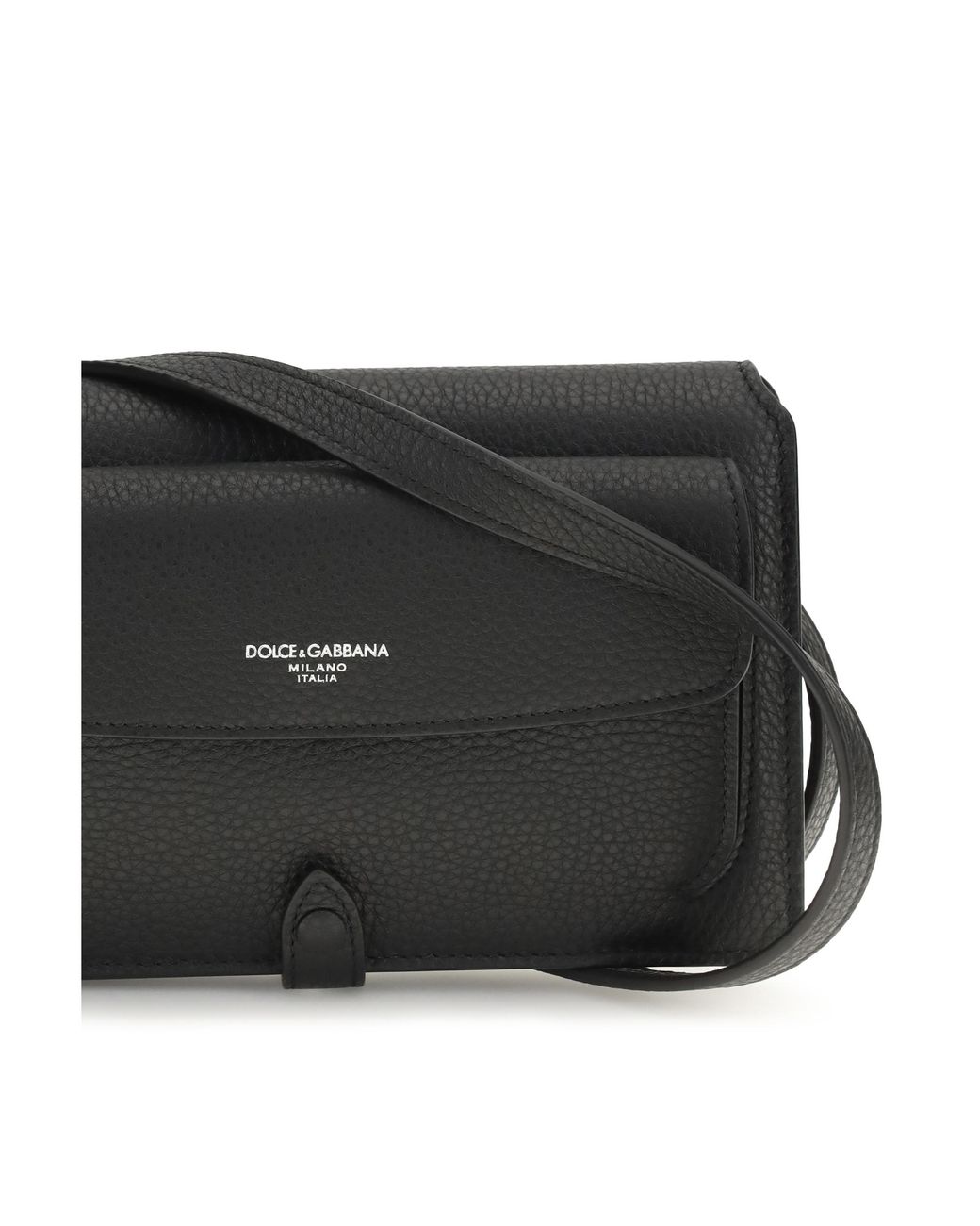 Dolce & Gabbana Black Calfskin Crossbody Minibag Calf Suede for men