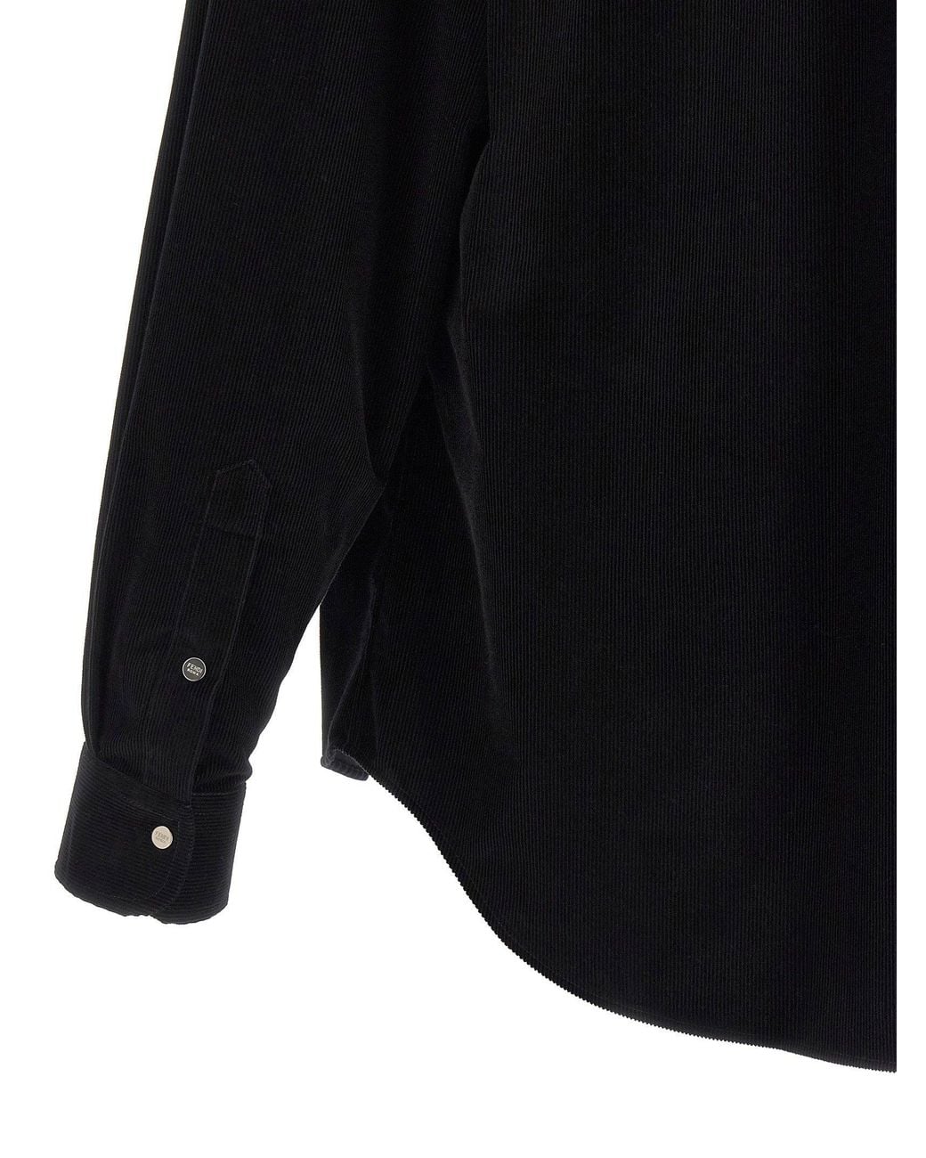 Fendi Blue Corduroy Button-Down Shirt for men
